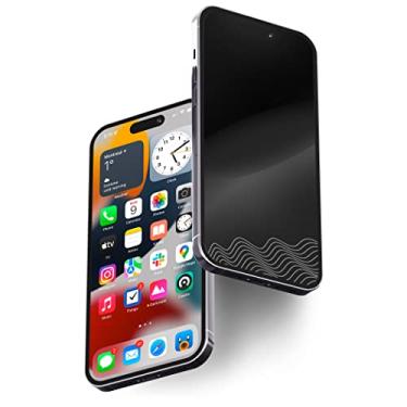 Imagem de Power Theory Protetor de tela para iPhone 14 Pro Max, vidro distintivo personalizado com arte que desaparece inclui bandeja de fácil instalação, pacote com 2, onda zen