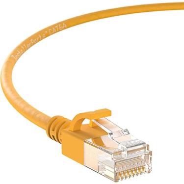 Imagem de InstallerParts Cabo Ethernet CAT6A Cabo fino UTP inicializado 0,5 FT (pacote com 10) - Amarelo - Série Profissional - Cabo de rede 10Gigabit/seg/Internet de alta velocidade, 550MHZ, 28AWG