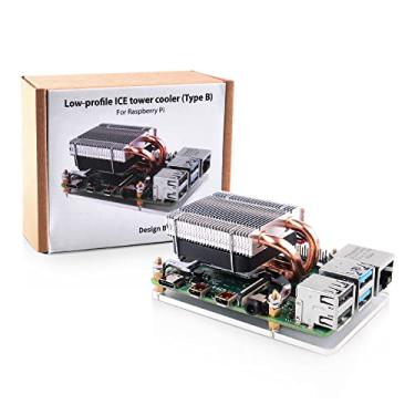 Imagem de GeeekPi Ventilador de resfriamento Raspberry Pi 4, Cooler de CPU de baixo perfil para Raspberry Pi com ventilador de refrigeração de 40 x 40 x 10 mm e dissipador de calor Raspberry Pi, compatível com Raspberry Pi 4 modelos B e Pi 3B+/Pi 3B (Tipo B)