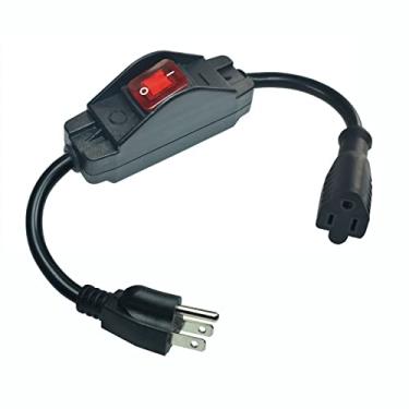 Imagem de Black 3 Prong Extension Cord with Waterproof Switch，14AWG Heavy Duty Short Extension Cord with RED LED On Off Switch