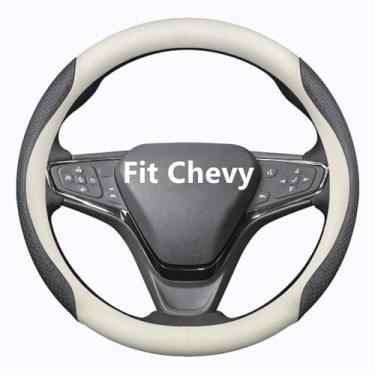 Imagem de HAOTULE Capa de volante automotiva personalizada para Chevrolet (branco) (branco)
