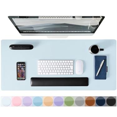 Imagem de Protetor de mesa de couro, tapete de mouse, tapete de computador antiderrapante para mesa, tapete de mesa de escritório de couro PU para casa e escritório, à prova d'água para laptop para teclado e