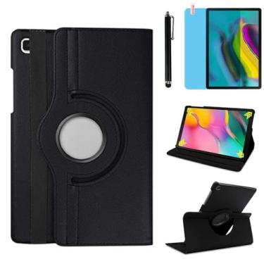 Imagem de Capa para Samsung Galaxy Tab A9+/A9 Plus 11'' 2023 (SM-X210/X216/X218), suporte giratório de 360 graus, capa protetora inteligente, com caneta Stylus, película de tela (preto)