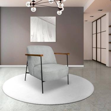 Imagem de Poltrona para Sala de Estar Elhiz Linho Boucle Cinza