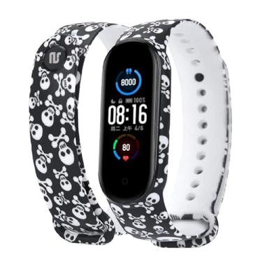 Imagem de Nandos-Store - Pulseira NSmart compatíveis com MI BAND 1/2/3/4/5/6/7/8 (MI BAND 1, Caveira)