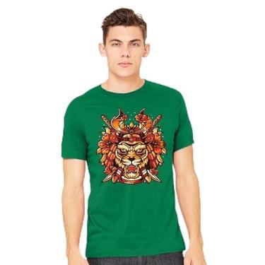 Imagem de TeeFury - Samurai Warrior Tiger - Camiseta masculina animal,, Royal, XXG