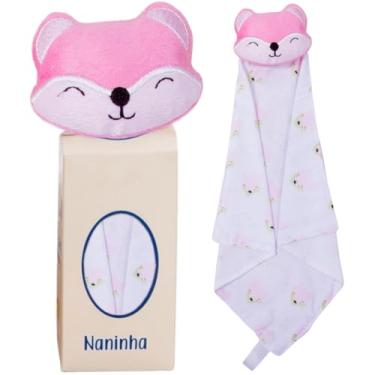 Imagem de Naninha para Bebê de bichinho de pelúcia com prendedor de chupeta (Raposa Rosa)