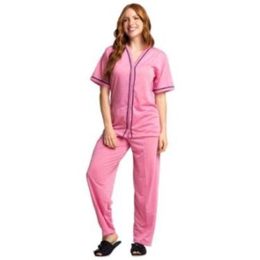 Imagem de Pijama Blogueira Manga Curta Bella Fiore Botões Roupa Para Dormir Inverno Linha Noite-Feminino