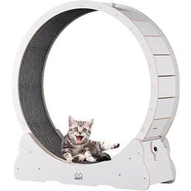 Imagem de Exercitador de roda Cat para gatos internos, roda de corrida Cat, roda de esteira Cat com almofadas de preensão substituíveis, mecanismo de travamento, rolos TPE silenciosos e silenciosos, b