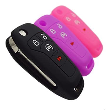 Imagem de Capa protetora de borracha de silicone para Ford F150 F250 F350 F450 F550 Raptor Ranger Transit Fusion Bronco Lightning Maverick XLT (Flip Key)