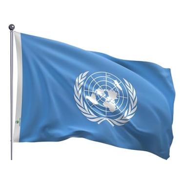 Imagem de Bandeira ONU - Organização das Nações Unidas Dupla Face Estampada Tamanho 90x128cm - Qualidade e Entrega Rápida