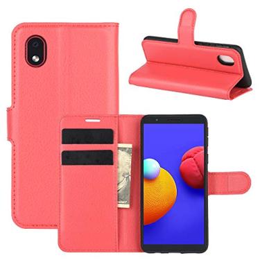 Imagem de Capa para Galaxy A01 Core para Samsung M01 Core capa de couro PU com suporte para cartão de crédito, carteira fina flip com suporte, capa protetora para Samsung Galaxy A3 Core (vermelho)