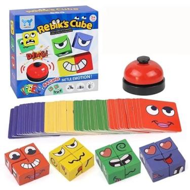 Imagem de Faces Cubo - Brinquedo Educativo Infantil Divertido, Jogo Das Faces - Jogo Educativo Cubo Das Emoções Monta Cara Expressão Faces