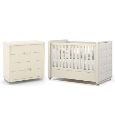 Imagem de Jogo de Quarto Infantil Tutto New Cômoda 4 Gavetas e Berço com Capitonê - Matic Móveis