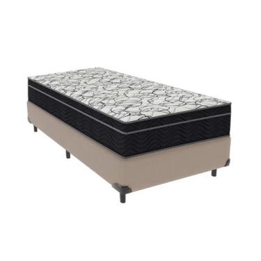 Imagem de Cama Box Solteiro Bege e Colchão Airtech 150 D45 Ortobom