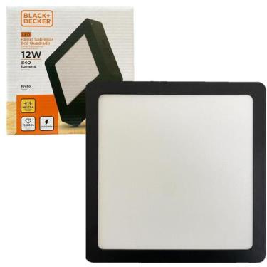 Imagem de Kit 7 Plafon Quadrado Preto Sobrepor 12w Branco Neutro 4000K - Black+D
