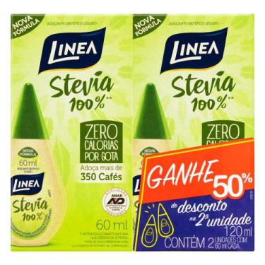 Imagem de Adoçante Líquido Linea Stevia com 2 Unidades 60ml cada Ganhe 50% de De