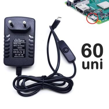 Imagem de Conjunto 60 Fontes Para Raspberry Pi Dc Chaveada 5v 3a Plug Micro Usb 