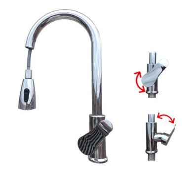 Imagem de Torneira De Cozinha Gourmet Extensível Misturador Com Conjunto Kit Fix