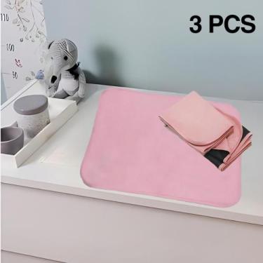 Imagem de 3 Protetores de Colchão 70x50 Absorventes Laváveis Rosa para Desfralde