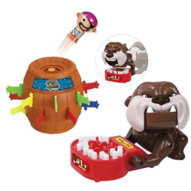 Imagem de 2 Brinquedos Barril do Pirata Diversão Dupla e Jogos Dog Morde Dedo - 
