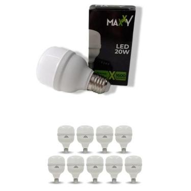 Imagem de Kit 10 Lâmpadas Led Bulbo 20w Fria - Frio (6500K) - Maxxy