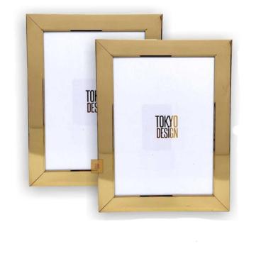 Imagem de Kit 2 Porta Retrato Metalizado Luxo 15x20 Moldura de Fotos - Tokio Des