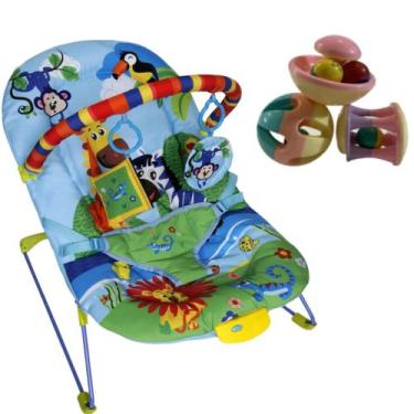 Imagem de Cadeirinha de Bebê Vibratória Descanso Azul + Chocalho Bebê - Color Ba