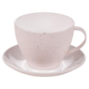 Imagem de Xícara de chá com pires 200ml Gourmet marmorizado Plasutil ref.370