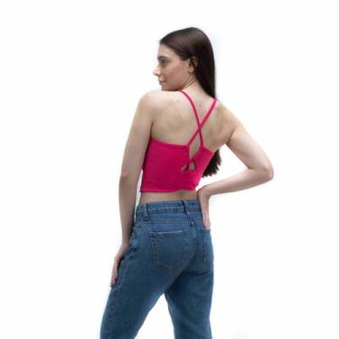 Imagem de Cropped Feminino de Amarrar nas Costas Rosa - HAMITIE, P, Feminino, Ro