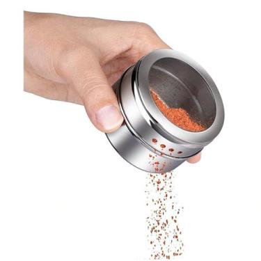 Imagem de Kit 4 Porta Tempero Inox Magnético Imã Geladeira - x-xrika