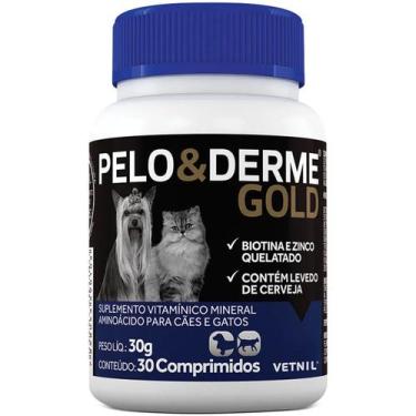 Imagem de Pelo & Derme Gold Suplemento Para Cães e Gatos Vetnil 30Comp