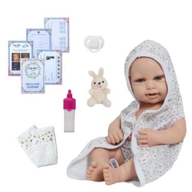 Imagem de Bebê Tipo Reborn Menina Recém Nascida 43cm Enxoval Pelúcia - Cegonha R