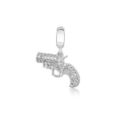 Imagem de Pingente Glam Flare Gun Cravejado 15 mm Prata Polida - Hera Gamers