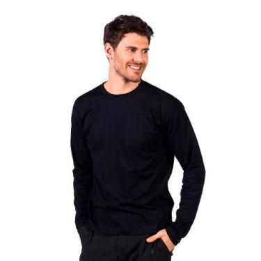 Imagem de Camiseta Manga Comprida Basic Lisa - Polo Match, P, Preto