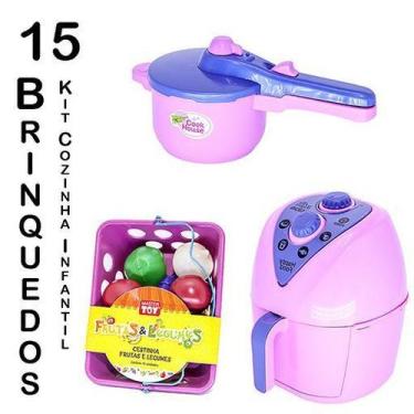 Imagem de Cozinha Infantil Eletro Panelinha Mercado Fruta Legume 15pç - Altimar