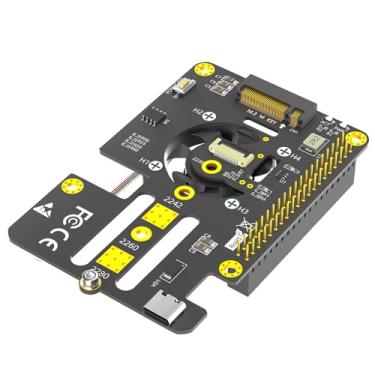 Imagem de Nova versão 3 em 1 Combo M.2 NVMe para adaptador PCIe com ventilador cooler e LED de descoloração automática para Raspberry Pi 5 (versão longa)