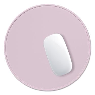 Imagem de Hsurbtra Mouse Pad, mousepad redondo pequeno texturizado premium 22 x 21 cm, rosa escuro, borda costurada, antiderrapante, impermeável, borracha, bonito, tapete de computador para escritório, casa,