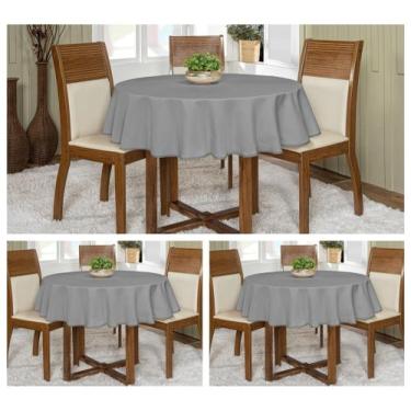 Imagem de Kit 3 Toalhas De Mesa Oxford Redonda 4 lugares 1,45m Várias Cores Buff
