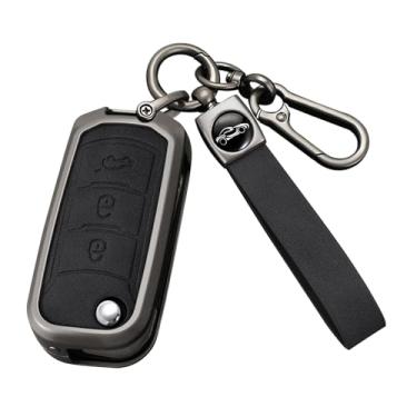 Imagem de HIBEYO Capa de chaveiro compatível com Trumpchi GS3 GS4 GS5 GS7 GS8 M6 M8 GA3 GA4 GA5 GA6 GA8 2018 2019 2020 Acessórios Capa de chave inteligente dobrável de couro e liga de zinco com chaveiros-B tipo