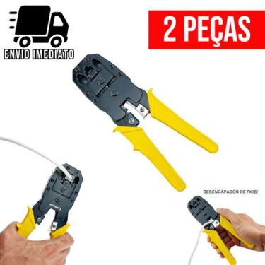 Imagem de Kit 2 Alicate Crimpar Terminal RJ45 RJ11 e RJ12 Decapador Cabo de Rede