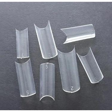 Imagem de Unha Postiça de Material Plástico ABS 100 Tips Curvatura C Porcelana Alongamento Acrigel Acrifix Transparente