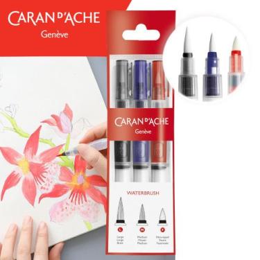 Imagem de Kit Pincel Reservatório Caran D'Ache Waterbrush com 3 Peças - CARAN DA