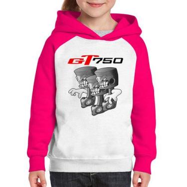 Imagem de Moletom Infantil Moto GT 750 Pistões - Foca na Moda, Branco, Rosa, 8