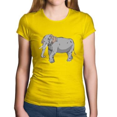Imagem de Baby Look Algodão Elefante Ilustração - Foca na Moda, Amarelo, G