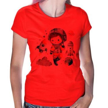 Imagem de Baby Look Astronauta Criança e Foguetes - Foca na Moda, Vermelho, GGG