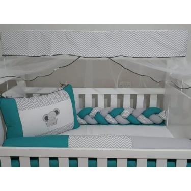 Imagem de Kit Berço Americano Elefante Luxo 100% algodão 9 Peças C/ Edredom - P'
