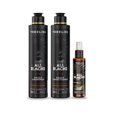 Imagem de Kit Barba e Cabelo homens All Blacks 3 itens treeliss - Tree Liss Prof