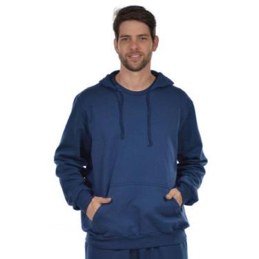 Imagem de Blusão Jovem Moletom Flanelado Básico Masculino Fenomenal, Azul marinh