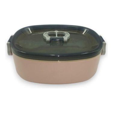 Imagem de Pote Marmita Plástica Com Tampa Divisória Vasilha 600ml - Kadê, ROSA